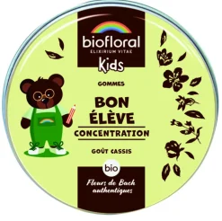 Gommes bio concentration goût cassis pour enfants Biofloral kids Bon élève - 45 g