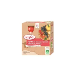 Gourde de fruits pomme d’Aquitaine myrtille et fraise Babybio 4 x 90 g
