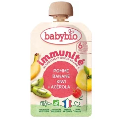 Gourde de purée de fruits bio pomme banane kiwi acérola Babybio immunité - 100 g