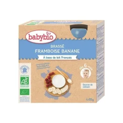 Gourde de yaourt brassé framboise et banane Babybio 4 x 85 g
