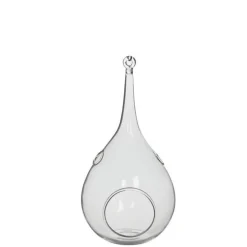 Goutte d’ornement moyen modèle en verre transparent Ø 12 x H 24 cm