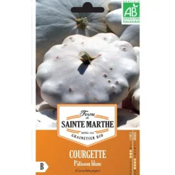 Graines de courgette pâtisson blanc bio Ferme de Sainte Marthe - graines à semer