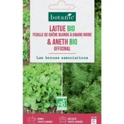 Graines de laitue feuil.chêne blonde gr.noire bio + aneth bio botanic® - graines feuil semer