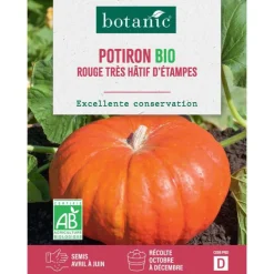 Graines de potiron rouge vif d'étampes bio botanic® - graines à semer
