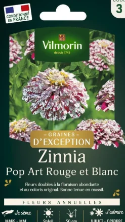 Graines de Zinnia Pop art rouge et blanc Vilmorin graines d’exception - graines à semer