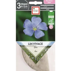 Graines présemées de Lin vivace bleu bio Ernest Turc - 3 ronds de 10 cm