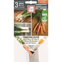 Graines présemées de trio velouté bio Oignon Poireau Carotte Ernest Turc - 3 rubans de 1 m