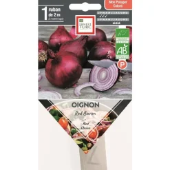 Graines présemées d’Oignon rouge Red Baron bio Ernest Turc - 1 ruban de 2 m
