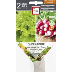 Graines présemées Duo rapide Salade et Radis bio Ernest Turc - 2 rubans de 1 m