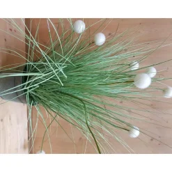 Graminée pompon blanche artificielle en PVC x 30 - 36 x 7,5 x 105 cm