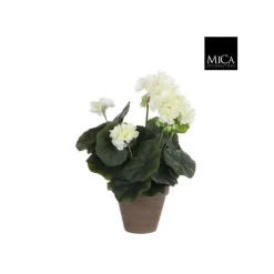 Géranium crème plante artificielle en pot H 34 x Ø 20 cm