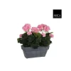 Géranium rose plante artificielle en jardinière Slate grise 30x13x40 cm