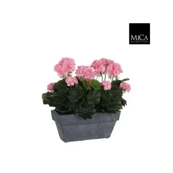 Géranium rose plante artificielle en jardinière Slate grise 30x13x40 cm
