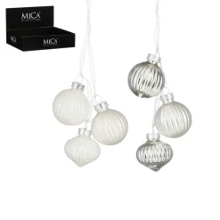 Grappe de 3 décorations à suspendre en verre argenté - Ø 3,5 cm