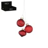 Grappe de 3 décorations à suspendre en verre rouge - Ø 3,5 cm