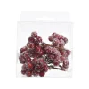 Grappe de baies rouges en mousse avec neige - 11,5 cm