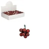 Grappe de boules de Noël en verre rouge foncé sur fil - Ø 2 cm