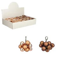 Grappe de boules de Noël en verre marron sur fil - Ø 2 cm