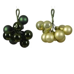 Grappe de boules en verre uni vert ou pistache - Ø 2 cm