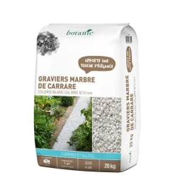 Graviers de marbre de Carrare blanc calibre 8 à 12 mm en sac de 20 kg
