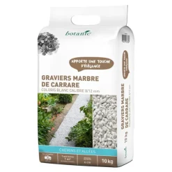 Graviers de marbre de Carrare blanc calibre 8 à 12 mm en sac de 10 kg