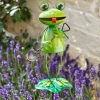 Grenouille Barmy décorative en piquet pour extérieur coloris vert en métal Smartgarden - 82,5 x 9,5 x 8,5 cm
