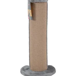 Griffoir mural d’angle à poser gris contreplaqué chanvre - 31 x 31 x 64 cm