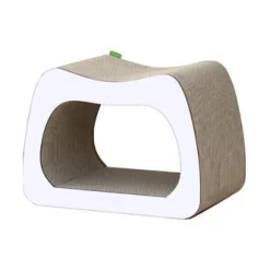 Griffoir pour chat coloris blanc Wouapy Kaverno - 38 x 28 x 25 cm