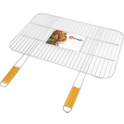 Grille de remplacement en acier chromé et manche en bambou Grand chef - 66 x 43 cm