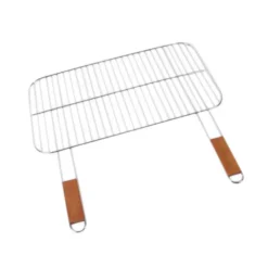 Grille simple Somagic en acier chromé avec manche en bambou 60 x 40 cm