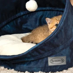 Grotte pour chat bleu Kensington Scruffs – Taille 44 x 44 x 48 cm