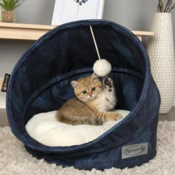Grotte pour chat bleu Kensington Scruffs – Taille 44 x 44 x 48 cm