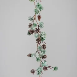 Guirlande de mélèze artificiel glacée verte avec cônes - 120 cm