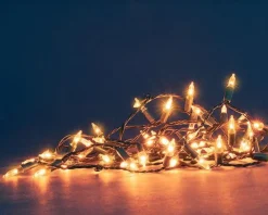 Guirlande lumineuse à 100 LED ambre style vintage sur câble vert - 8 m