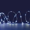 Guirlande lumineuse à 60 micro-LED blanc froid et câble argent sur piles - 6 m