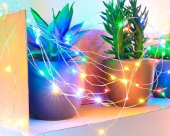 Guirlande lumineuse animée à 150 micro-LED multicolore sur câble argent - 7,5 m