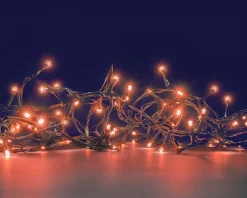 Guirlande lumineuse animée à 192 LED cuivre sur câble vert Flicker Light® - 16 m