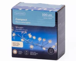 Guirlande lumineuse argent avec 100 micro LED étoiles blanc chaud sur piles - 1,20 m