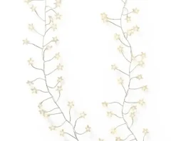Guirlande lumineuse argent avec 100 micro LED étoiles blanc chaud sur piles - 1,20 m