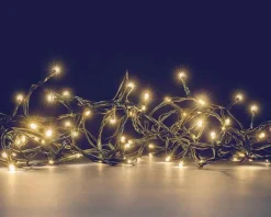 Guirlande lumineuse connectable x2 à 240 LED blanc chaud sur câble vert Flicker Light® - 20 m