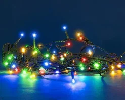 Guirlande lumineuse connectable x2 à 240 LED multicolores sur câble vert Flicker Light® - 20 m