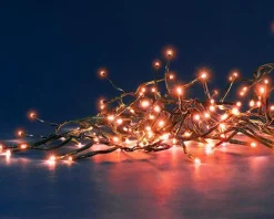 Guirlande lumineuse grappe à 600 LED cuivre sur câble vert Flicker Light® - 8 m