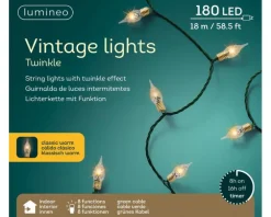 Guirlande lumineuse vintage 180 LED blanc orangé sur câble vert - 17,9 m