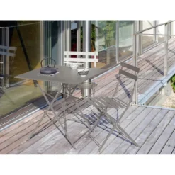 Guéridon carré mastic en acier Proloisirs Cuba - 70 x 70 cm