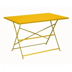 Guéridon jaune pliant en acier Proloisirs Cuba - 110 x 70 cm