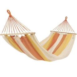 Hamac à barre en polypropylène jaune safran Jobek Graphik - 300 x 140 cm