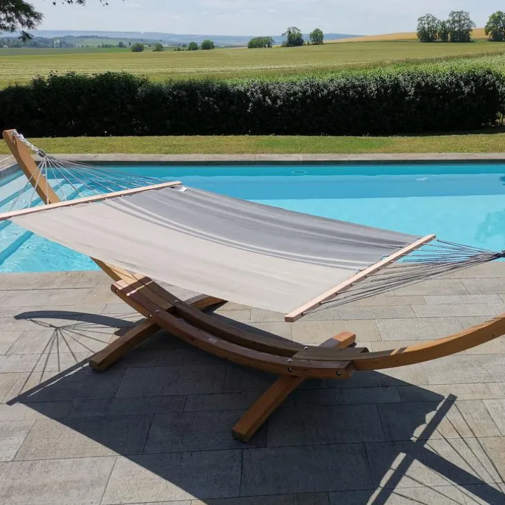 Hamac coloris anthracite taupe en polypropylène Jobek Hamac Kouple - 350 x 140 cm