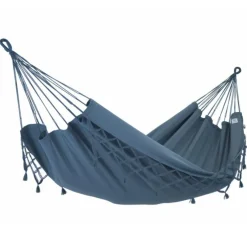 Hamac coloris anthracite à franges en polypropylène Jobek Hamac Kocon - 340 x 140 cm