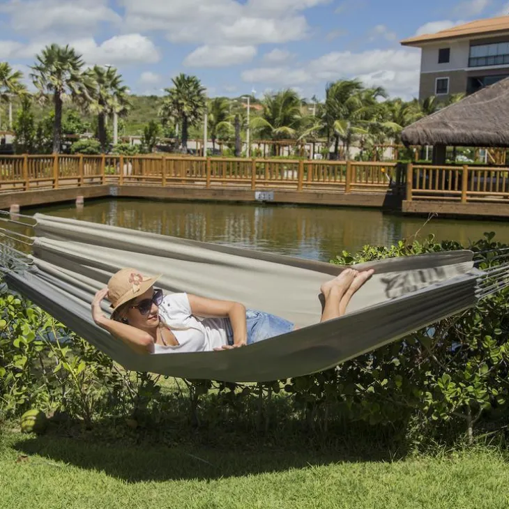 Hamac coloris anthracite taupe en polypropylène Jobek Hamac Kocon - 340 x 140 cm