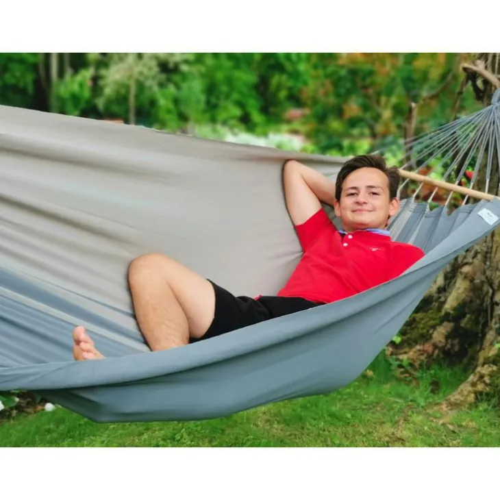 Hamac coloris anthracite taupe certifié FSC® Jobek Hamac GraphiK - 300 x 140 cm